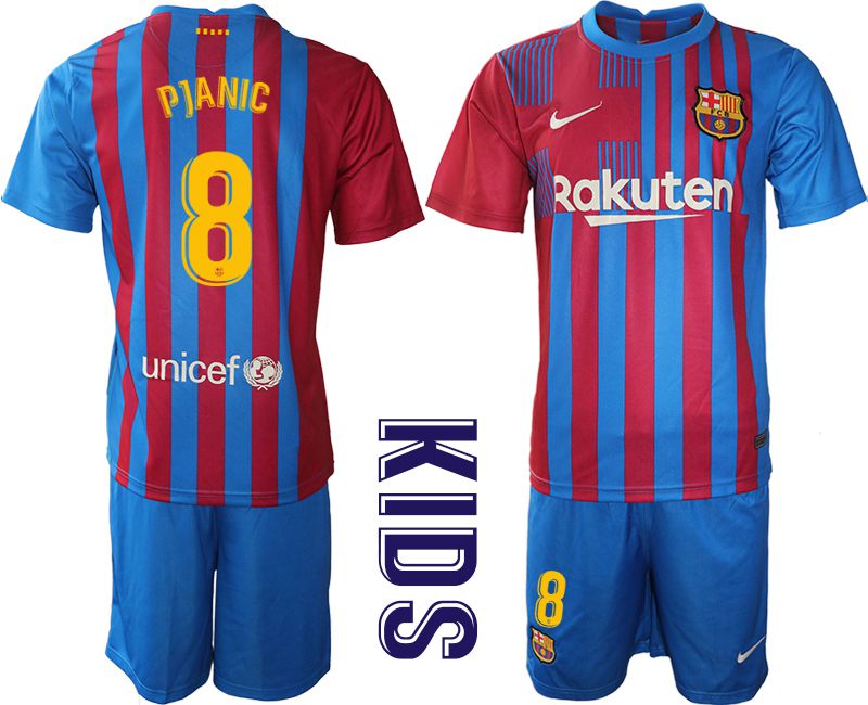 Youth 2021-2022 Club Barcelona home blue #8 Nike Soccer Jersey